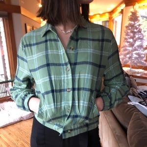 Parisian Cropped Mint Green Flannel